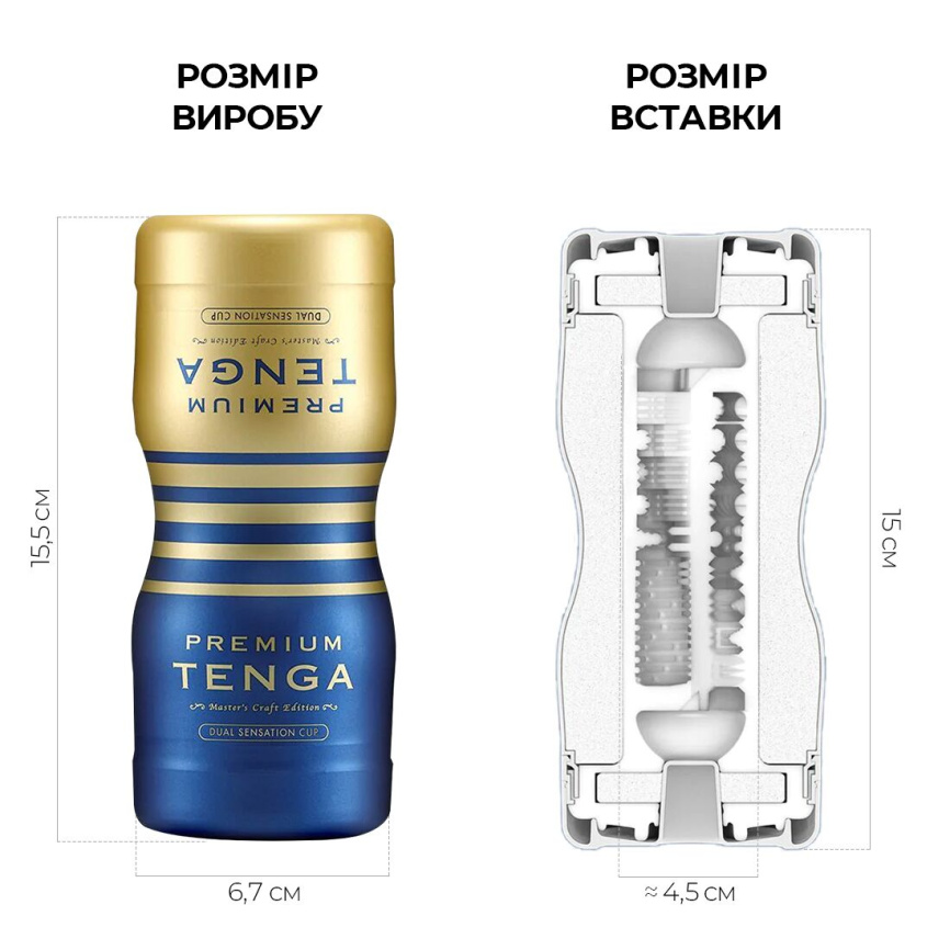 Мастурбатор Tenga Premium Dual Sensation Cup, двосторонній, з двома незалежними каналами фото 2