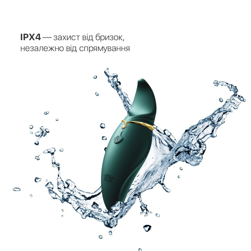 Вібратор 2в1 з язичком Zalo — Hero Jewel Green, кристал Swarovski фото 5