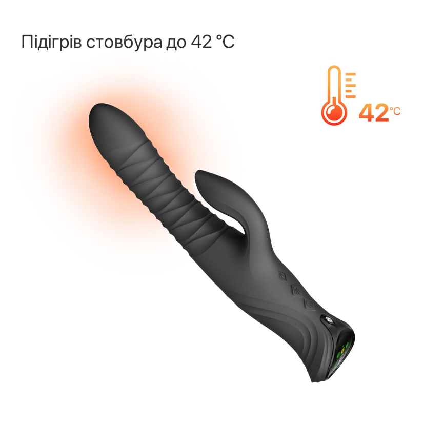 Смарт пульсатор-кролик з вібрацією Zalo Mose 2 Obsidian Black, підігрів до 42 °C, кристал Swarovski фото 21