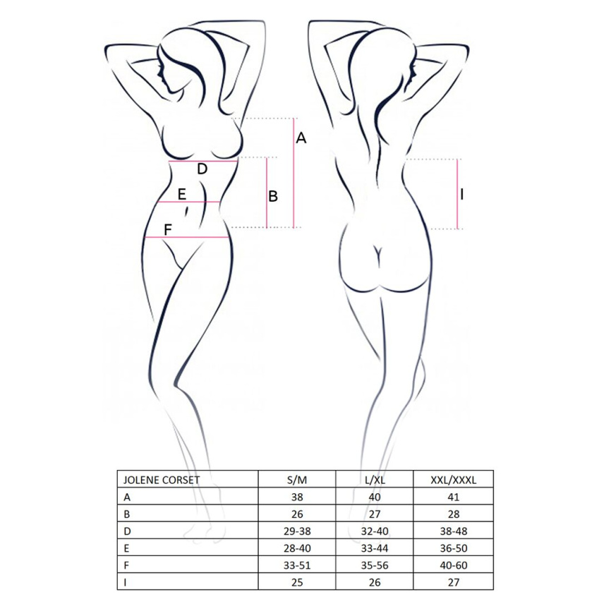 Корсет з пажами Passion JOLENE CORSET S/M, black, трусики, напіввідчинені груди, напівпрозорий фото 5
