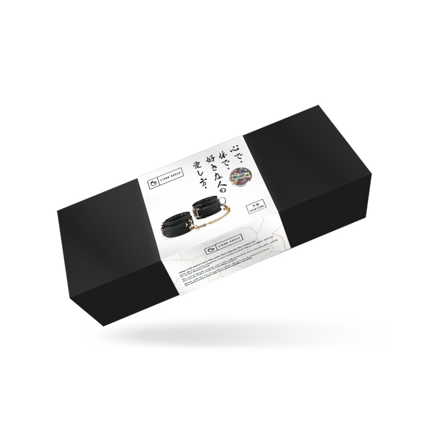 Наручники з ланцюжком Liebe Seele Black Organosilicon Wrist Cuff, екошкіра фото 6