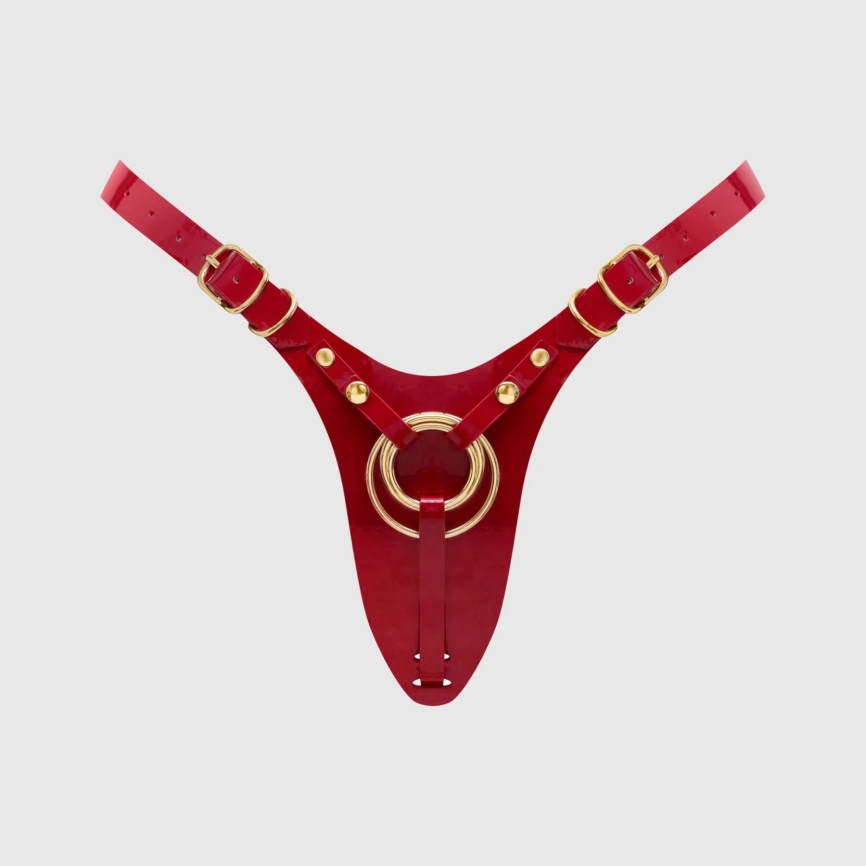 Трусики для страпона Strap-On-Me Leatherette Harness Fabulous - One Size - Red Glossy фото 1