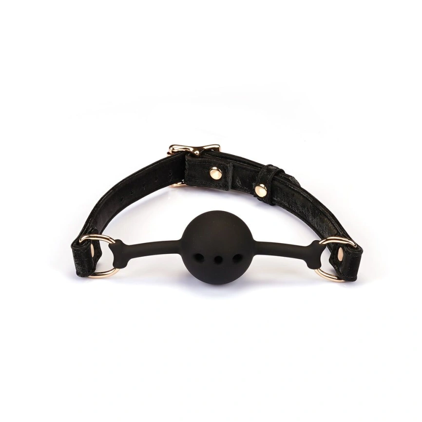 Воздухопроницаемый кляп Liebe Seele Boudoir Amor Ball Gag Black, силиконовый шарик, диаметр 4,3 см фото 1
