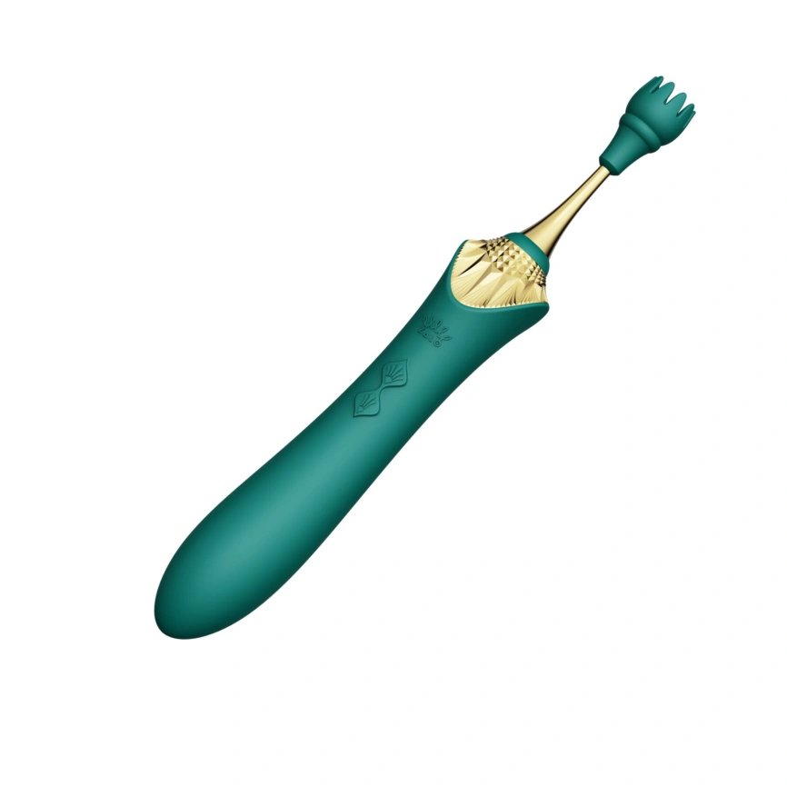 Вагинально-клиторальный вибратор Zalo — Bess Turquoise Green, многофункциональный с насадками фото 5