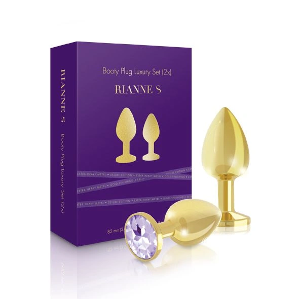 Набор металлических анальных пробок с кристаллом RIANNE S - Booty Plug Luxury Set, диаметр 3 и 3,5см фото 1