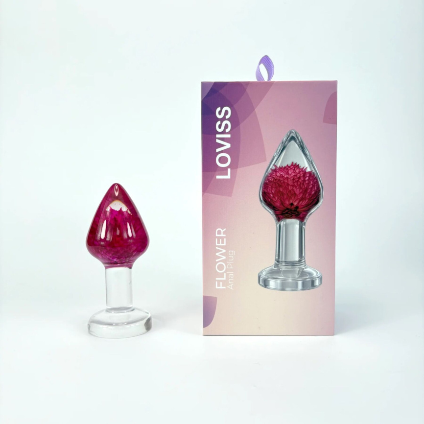 Розкішна анальна пробка Loviss Gomphrena Globosa Anal Plug зі справжнім амарантом усередині фото 5
