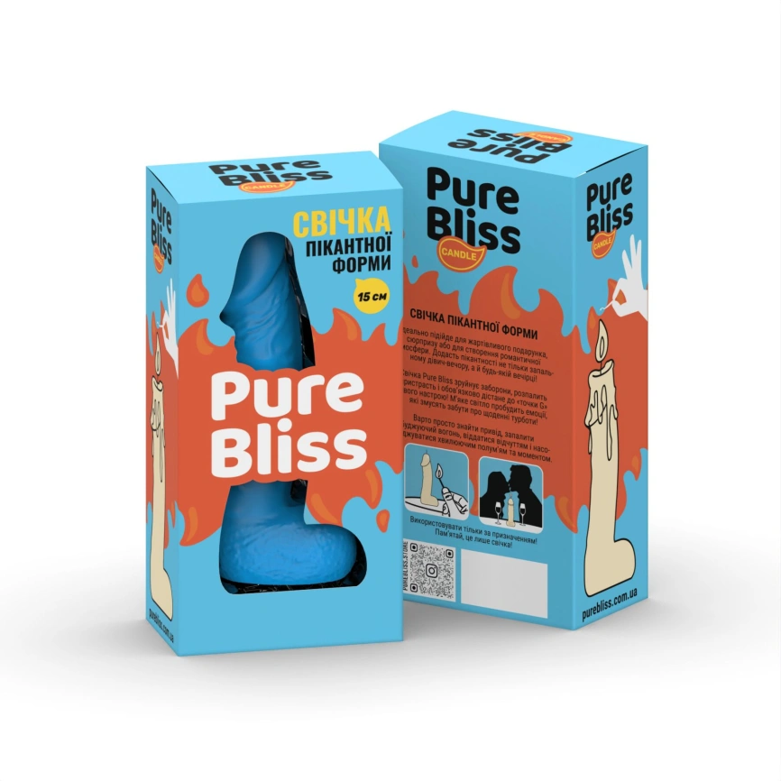 Свеча в виде члена Pure Bliss MINI Blue 15 см фото 6