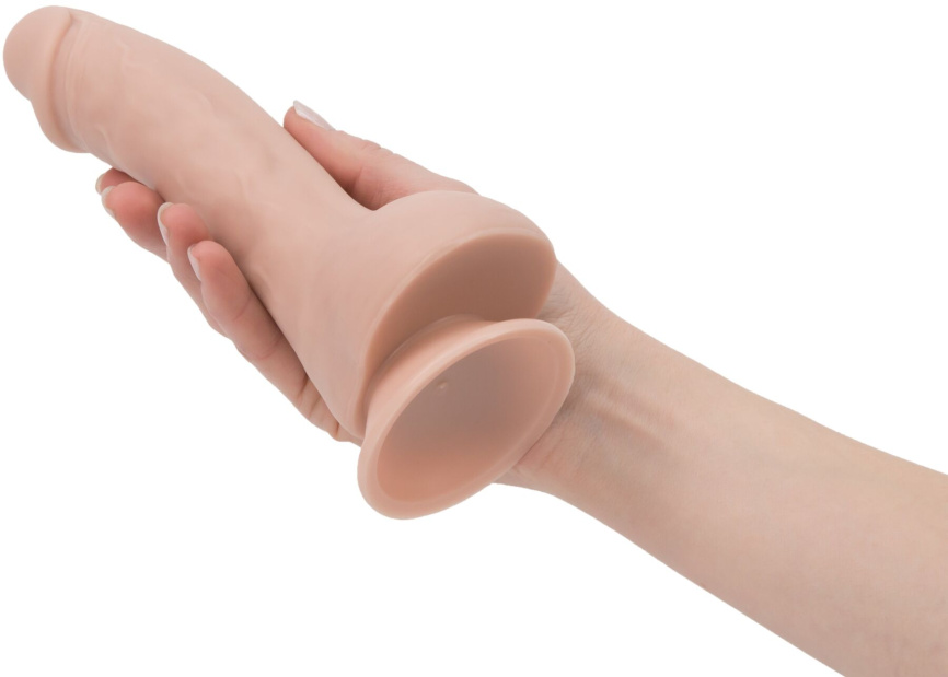 Вигнутий фалоімітатор на присосці ADDICTION — BRAD 7,5″ Dildo With Balls, Beige фото 4
