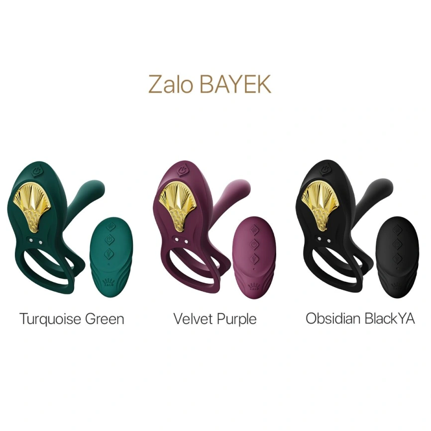 Смарт-эрекционное кольцо Zalo - BAYEK Obsidian Black, двойное с вводимой частью, пульт ДУ фото 16