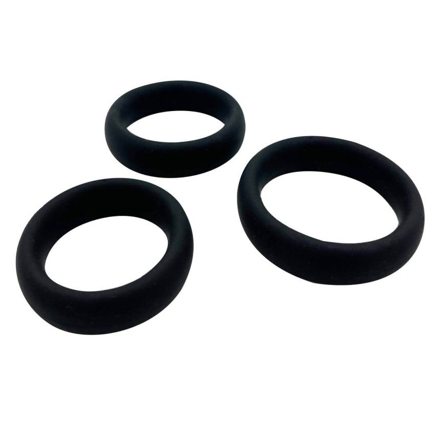 Набір ерекційних кілець Alive Sensual Pleasure Rings, 3 розміри, чорні, дуже еластичні фото 2