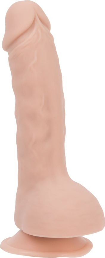 Вигнутий фалоімітатор на присосці ADDICTION — BRAD 7,5″ Dildo With Balls, Beige фото 3