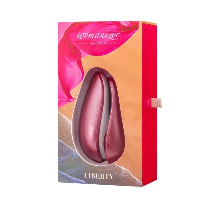 Вакуумный клиторальный стимулятор Womanizer Liberty Pink, магнитная крышка, 2 насадки фото 7