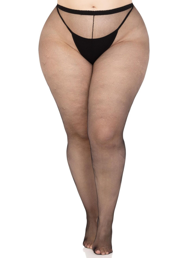 Колготки Leg Avenue Spandex micro net tights, 1X/2X, чорні, у дрібну сітку, середня посадка фото 1