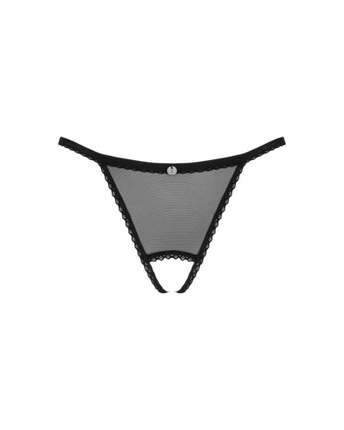  Прозорі стрінги з доступом Obsessive Celia Noir crotchless thong XS/S фото 5