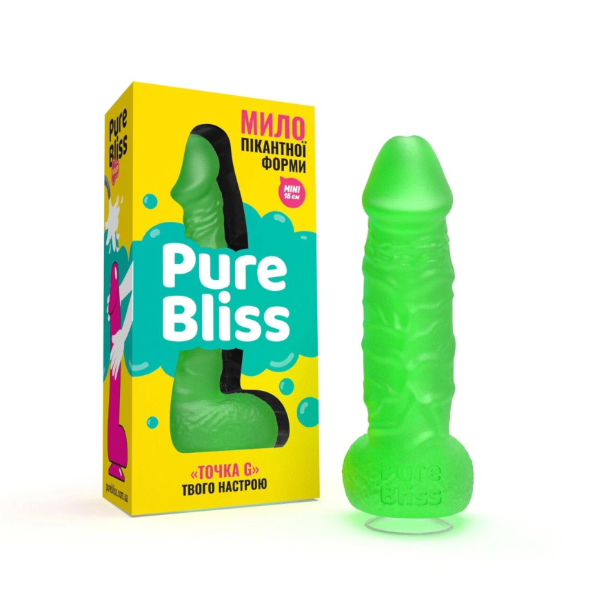 Мыло в форме пениса Pure Bliss MINI Green, крафтовое мыло-член, натуральное фото 2