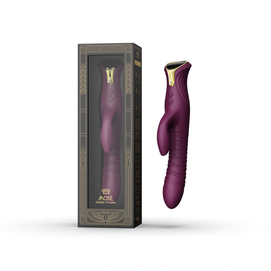 Пульсатор-кролик с вибрацией Zalo Mose Velvet Purple, нагрев до 42°, кристалл Swarovski фото 7