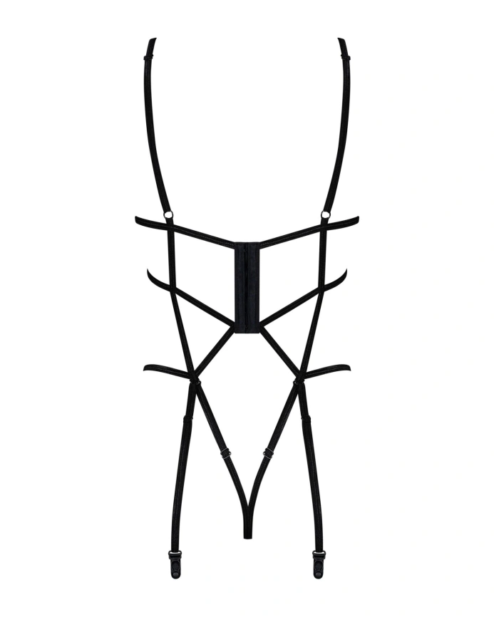 Боди из стреп с доступом Obsessive Badossa crotchless teddy L/XL, черный фото 6