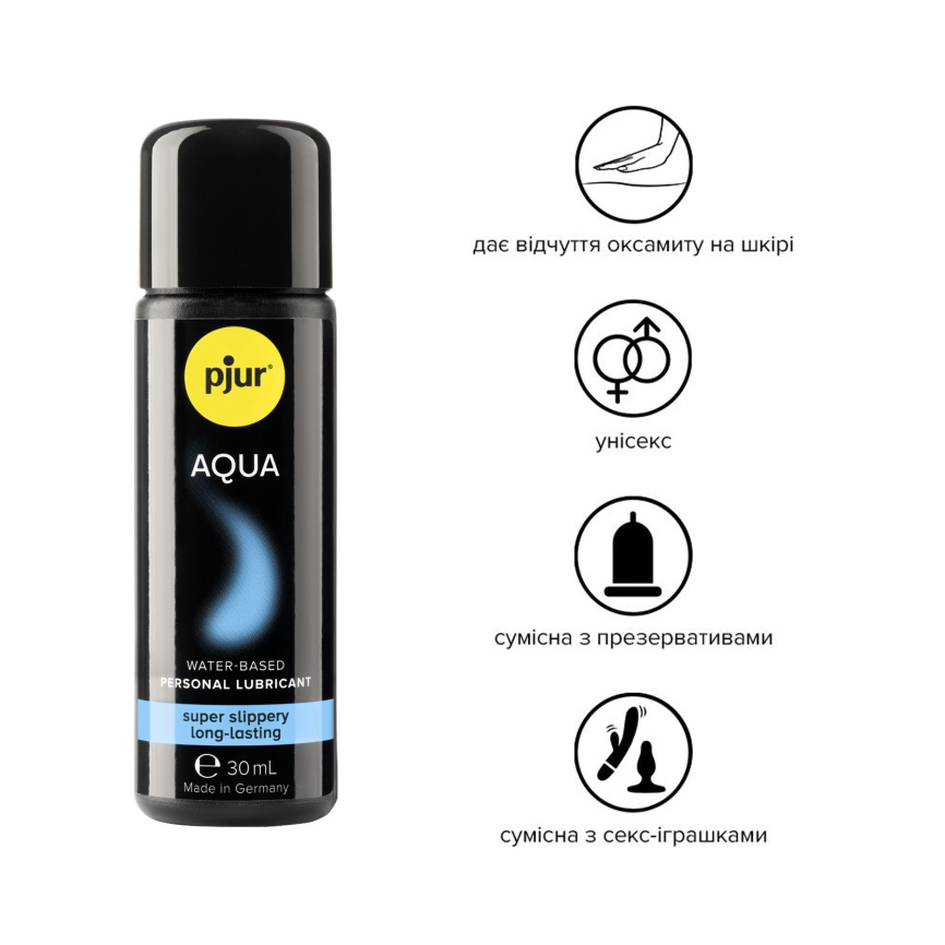Лубрикант на водній основі pjur Aqua 30 мл, ефект оксамитової шкіри без прилипання фото 4