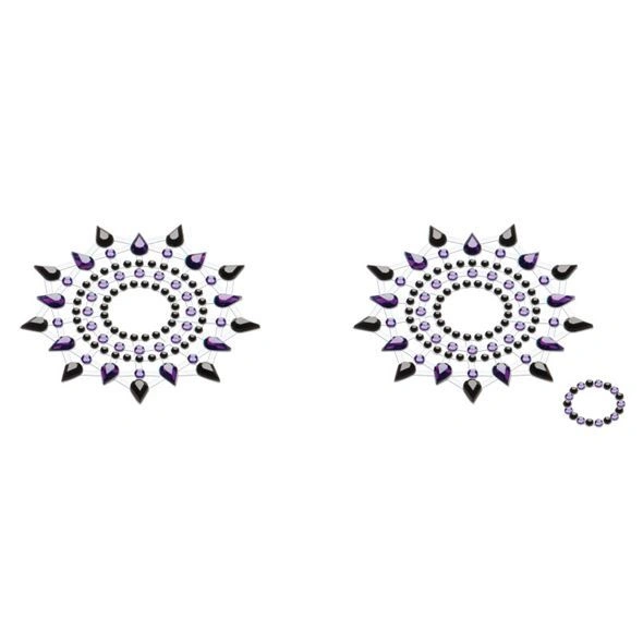 Пэстис из кристаллов Petits Joujoux Gloria set of 2 - Black/Purple, украшение на грудь фото 1