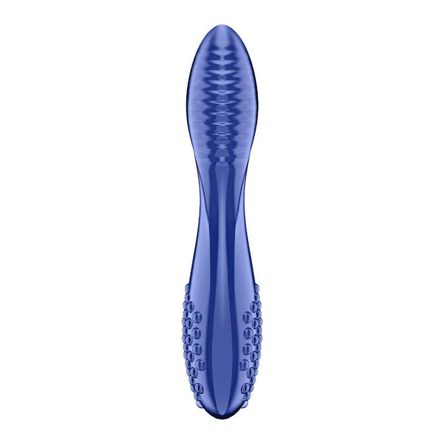 Двосторонній скляний дилдо Satisfyer Dazzling Crystal 2 Blue фото 1
