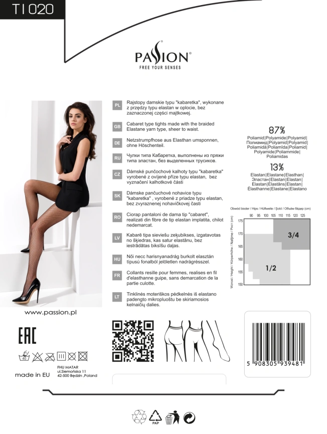 Колготки в сеточку без выделенных трусиков Passion TI020 типа Кабаретка 1/2 (fishnet), nero фото 3