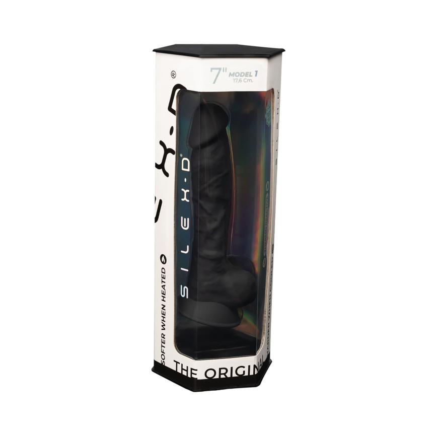 Фалоімітатор SilexD Johnny Black (MODEL 1 size 7in), двошаровий, силікон + Silexpan, діаметр 3,8см фото 8