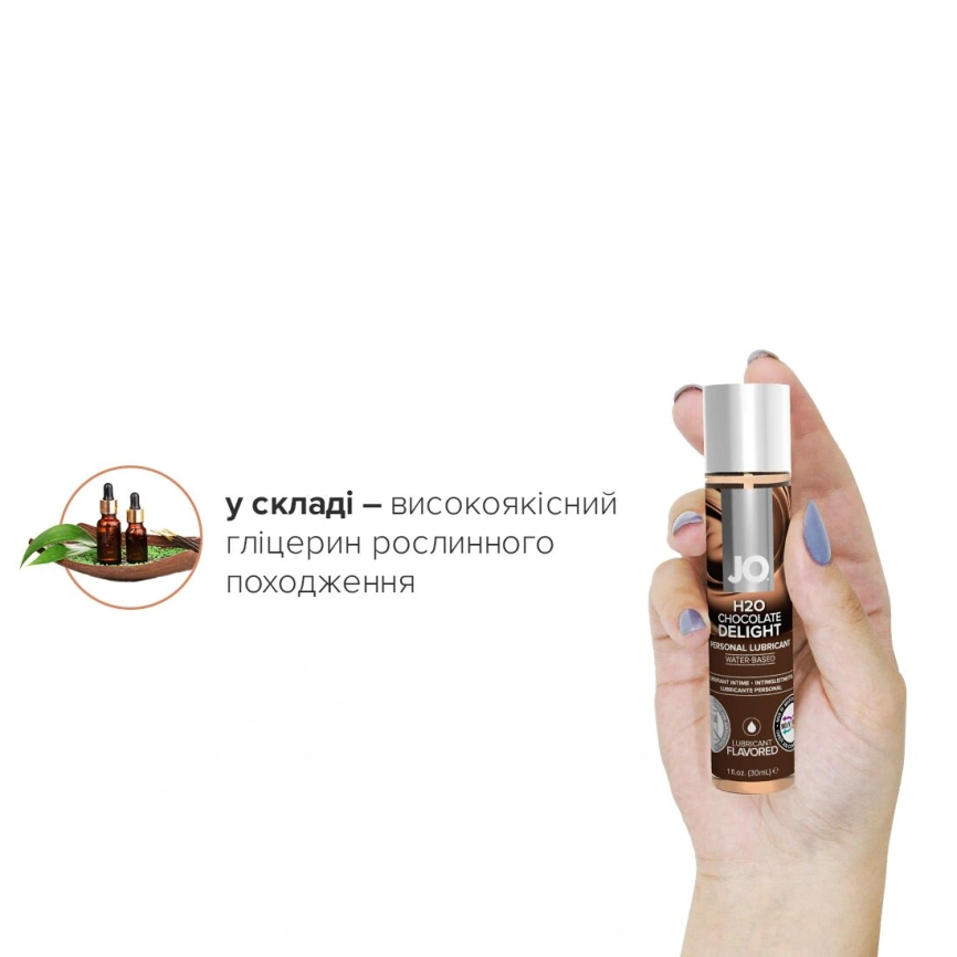 Смазка на водной основе JO H2O — Chocolate Delight (30 мл) без сахара, растительный глицерин фото 4