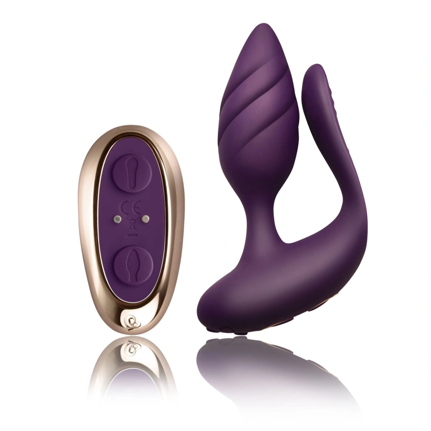Анально-вагинальный вибратор для пар Rocks Off Cocktail Purple, пульт ДУ фото 2