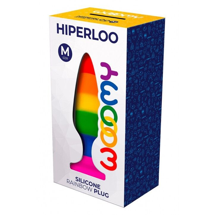 Силіконова анальна пробка Wooomy Hiperloo Silicone Rainbow Plug M, діаметр 2,9 см, довжина 11 см фото 3