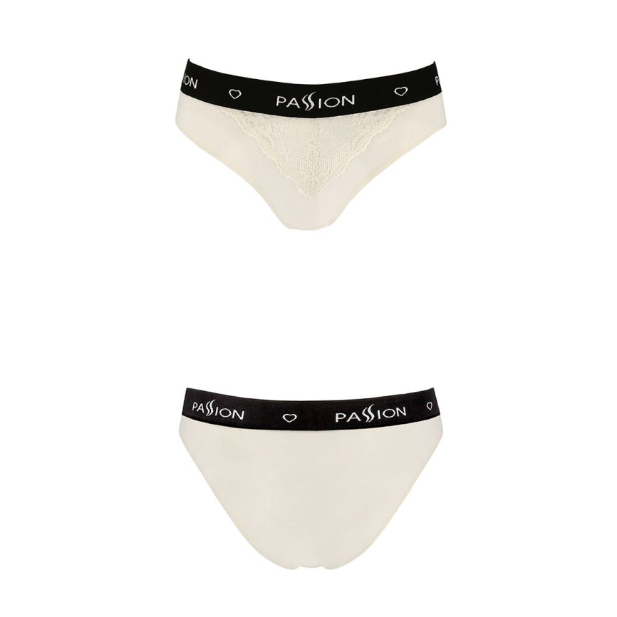 Трусики з широкою гумкою і мереживом Passion PS001 PANTIES S, ecru фото 4