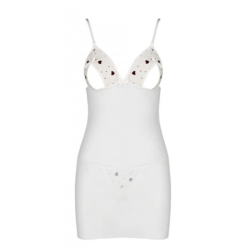 Сорочка з вирізами на грудях, стрінги Passion LOVELIA CHEMISE L/XL, white фото 5
