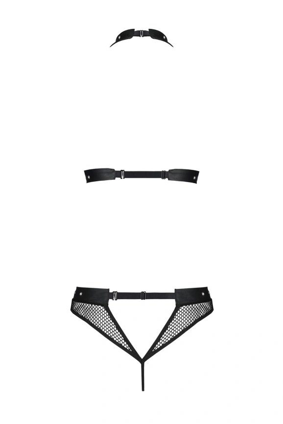 Белье с открытым доступом Passion MOONLIGHT SET S/M black, топ, стринги фото 4