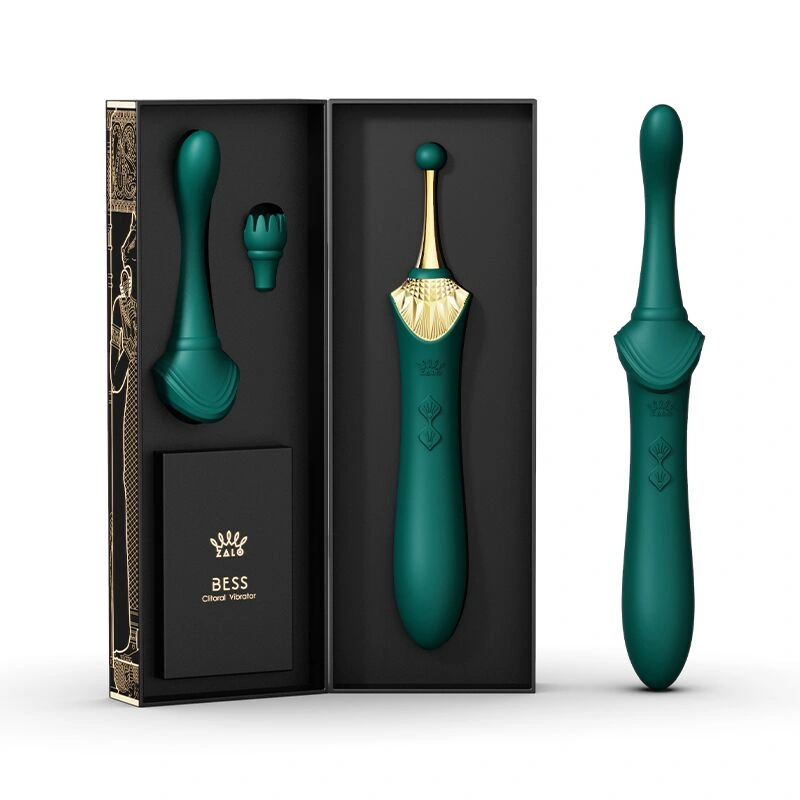 Вагинально-клиторальный вибратор Zalo — Bess Turquoise Green, многофункциональный с насадками фото 8