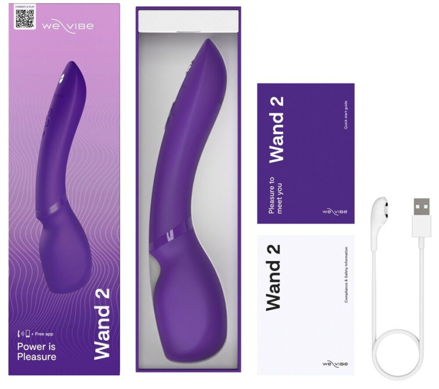 Смарт-вібромасажер We-Vibe Wand 2 Purple, дуже потужний, функція Smart Silence фото 6