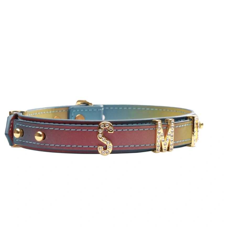 Ошейник LOCKINK Multi-color DIY Alphabet Collar, мультицвет, искусственная кожа, буквы со стразами фото 4