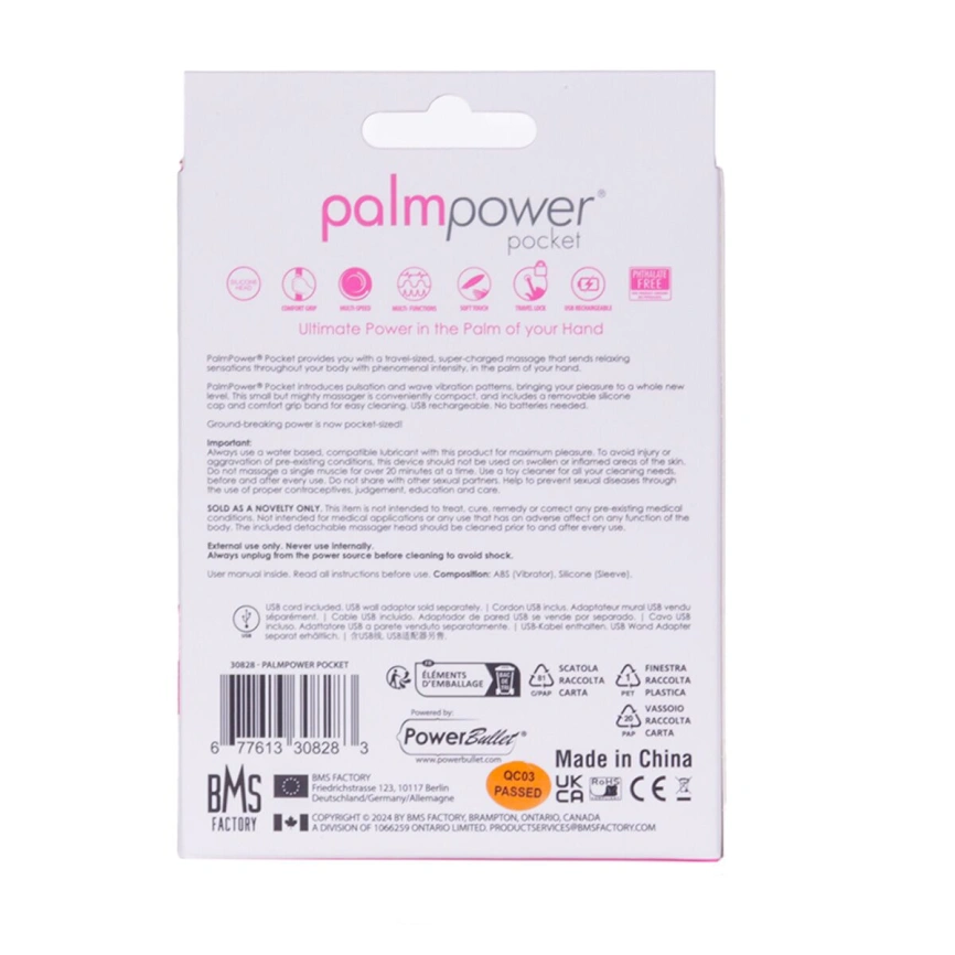 Мини-вибромассажер PalmPower Pocket с чехлом на молнии, водостойкий, перезаряжаемый, длина 9 см фото 9