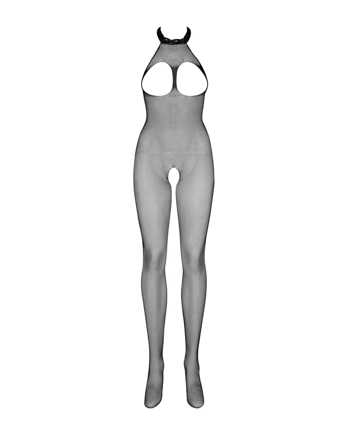 Бодистокинг из мелкой сетки с открытой грудью и доступом Obsessive Bodystocking N101 S/M/L фото 3