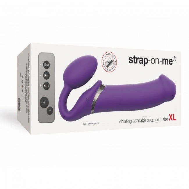 Безремневой страпон с вибрацией Strap-On-Me Vibrating Violet XL, диам. 4,7см, пульт ДУ, регулируемый фото 5