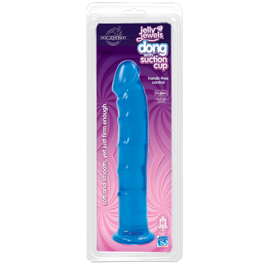 Фалоімітатор Doc Johnson Jelly Jewels Dong & Suction Cup Blue, діаметр 3,6 см, антибактеріальний ПВХ фото 2