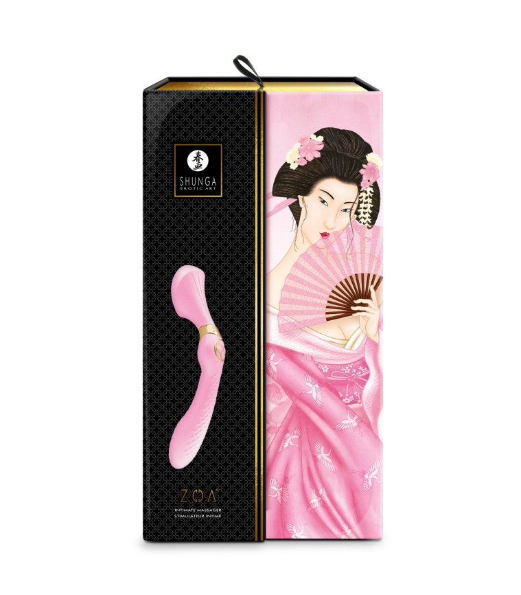 Вібромасажер Shunga Zoa Light Pink, двосторонній фото 10