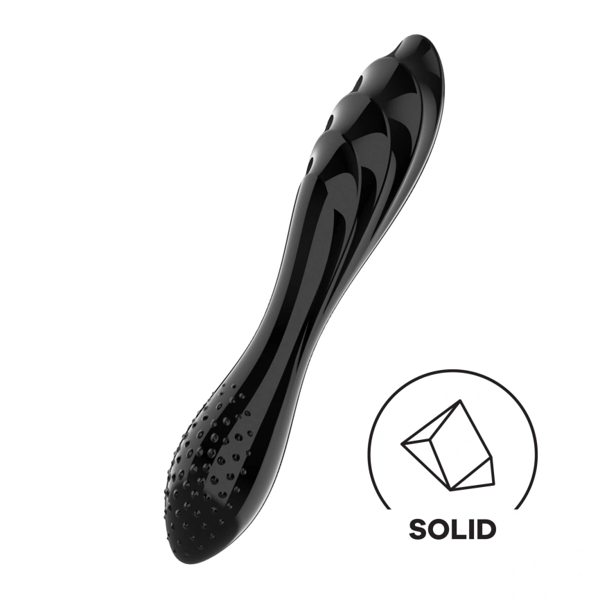 Двусторонний стеклянный дилдо Satisfyer Dazzling Crystal 1 Black, очень прочный, без стоппера фото 1