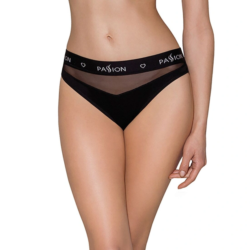 Трусики с прозрачной вставкой Passion PS006 PANTIES M, black фото 8