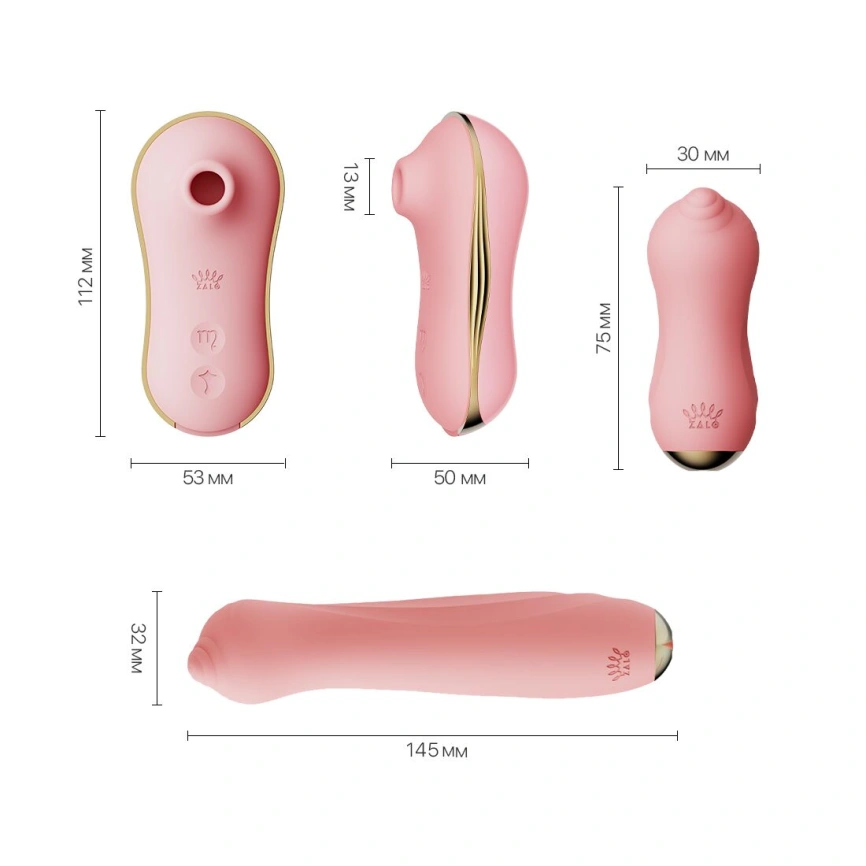 Набор 3в1 Zalo – UNICORN Set Pink, виброяйцо, пульсатор, вакуумный стимулятор фото 15