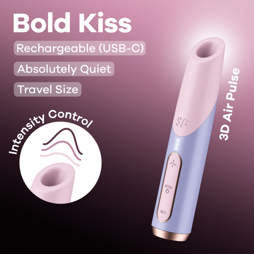 Вакуумний стимулятор Satisfyer Bold Kiss Violet, магнітна технологія 3D Air Pulse, 30 режимів роботи фото 6