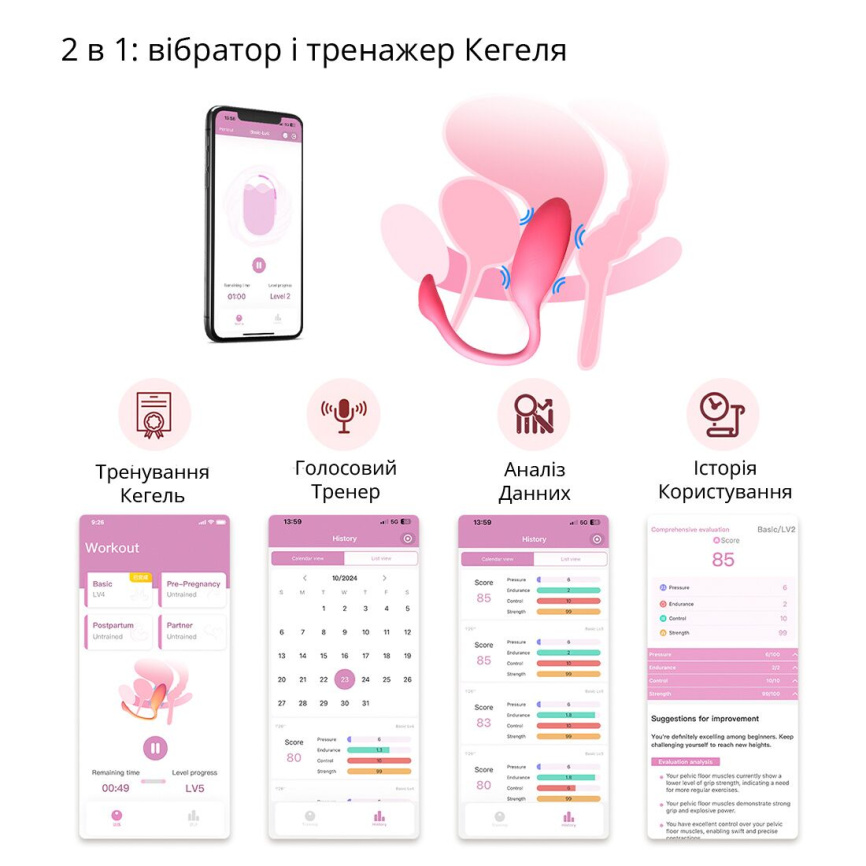 Смарт-віброяйце Magic Motion Flamingo Max Pink 2 в 1: віброяйце та тренажер Кегеля, 10 режимів фото 18