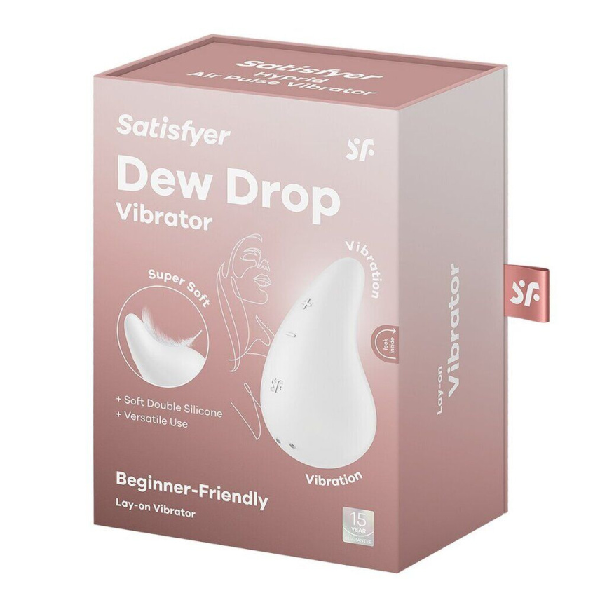 Вібратор для зовнішньої стимуляції Satisfyer Dew Drop White, 2 мотори, 12 режимів, м’який корпус фото 6