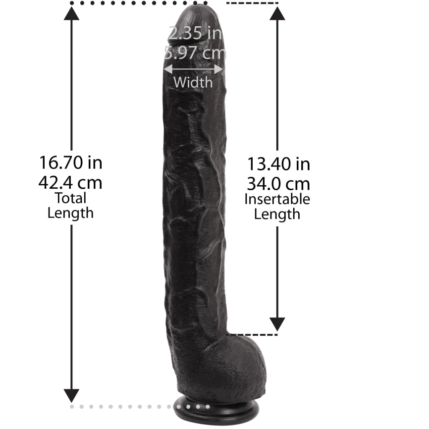 Фаллоимитатор Doc Johnson Dick Rambone Cock Black, диаметр 6см, длина 42см, ПВХ фото 5