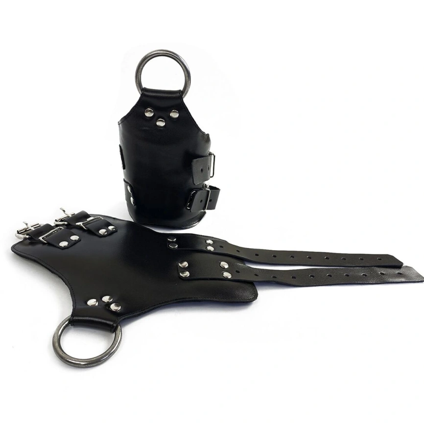 Манжеты для подвеса за руки Art of Sex – Kinky Hand Cuffs For Suspension, черные, натуральная кожа фото 9