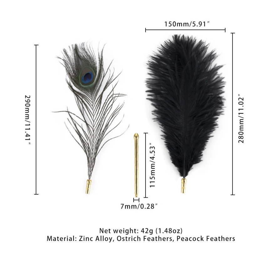 Щекоталка LOCKINK SEVANDA Natural Peacock Flirting Feather Tickler, перья павлина и страуса фото 5