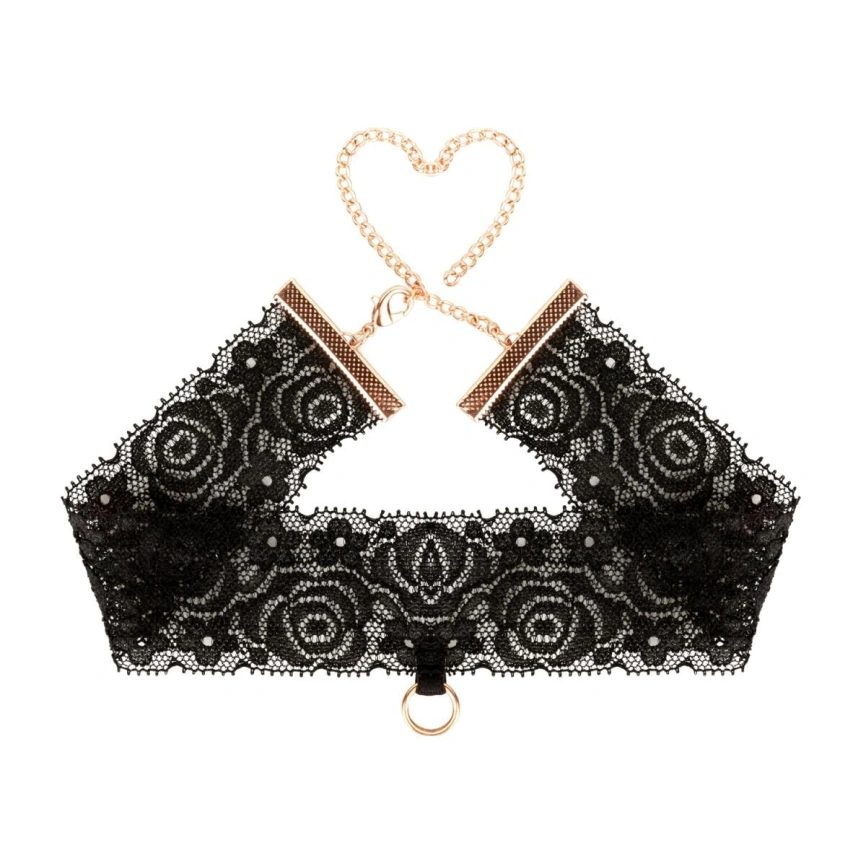Кружевные наручники и воротник Rosy Gold - Lace Cuffs and Collar - Black фото 5